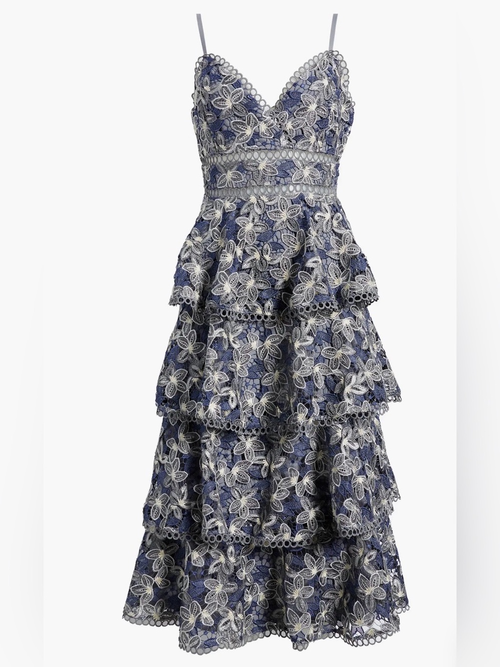 Arose Studio Marcela Floral Embroidered Tiered Midi Dress